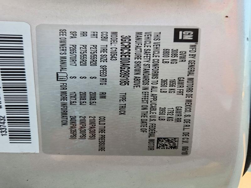 3GCRCSE00AG289185 - 2010 CHEVROLET SILVERADO SILVER photo 12